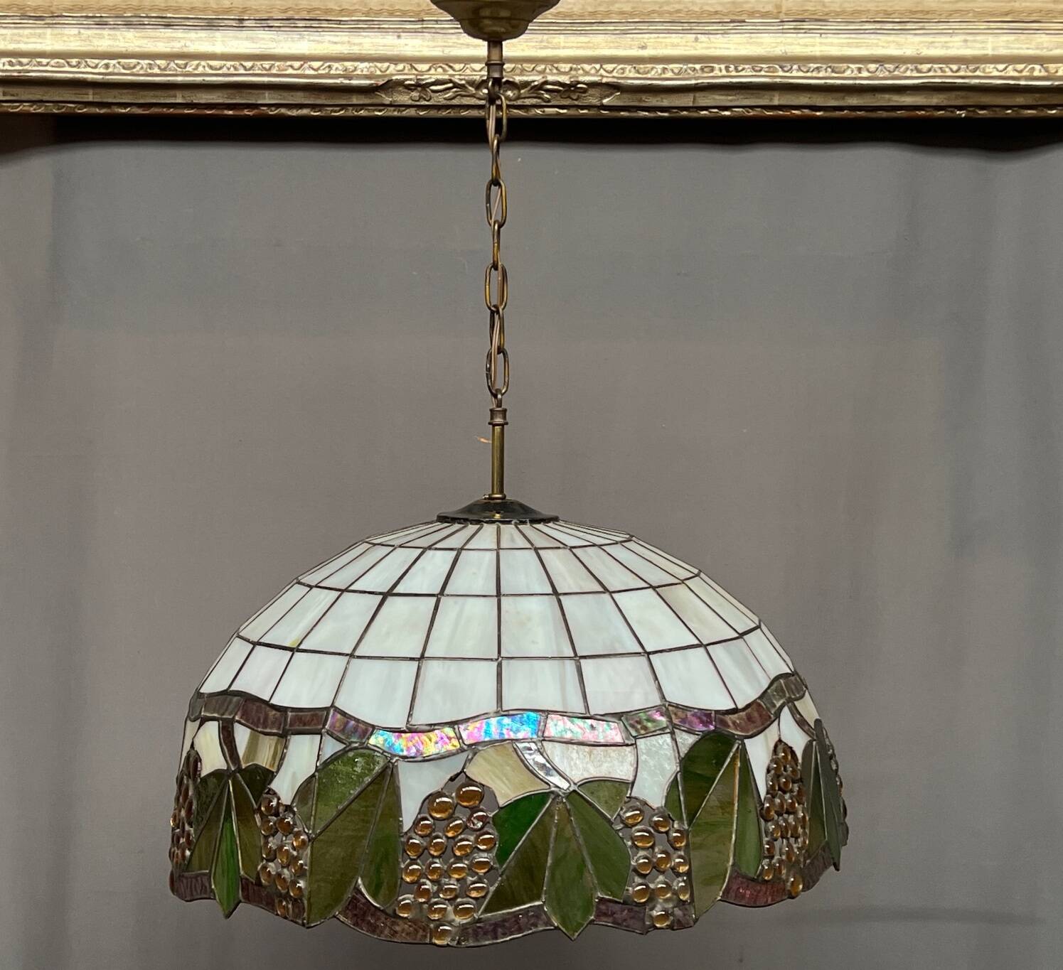 Suspension style Tiffany en verre teinté au plomb