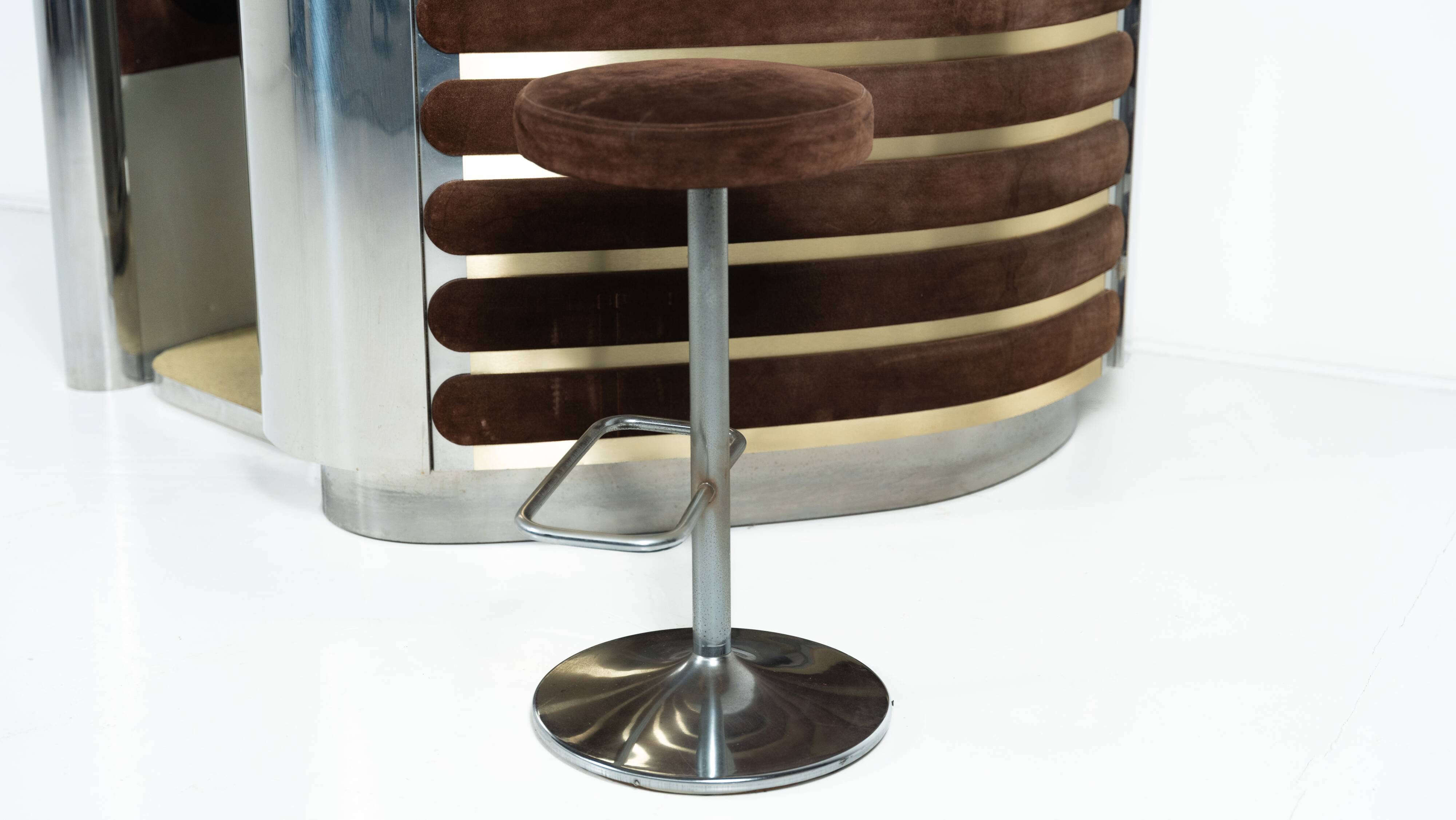 Modern suede bar from the mid-20th century by Willy Rizzo, Italy, 1970.
