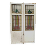 Double Art Deco stained glass partition doors from the 20th century