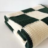 Handmade knitted wool vichy blanket