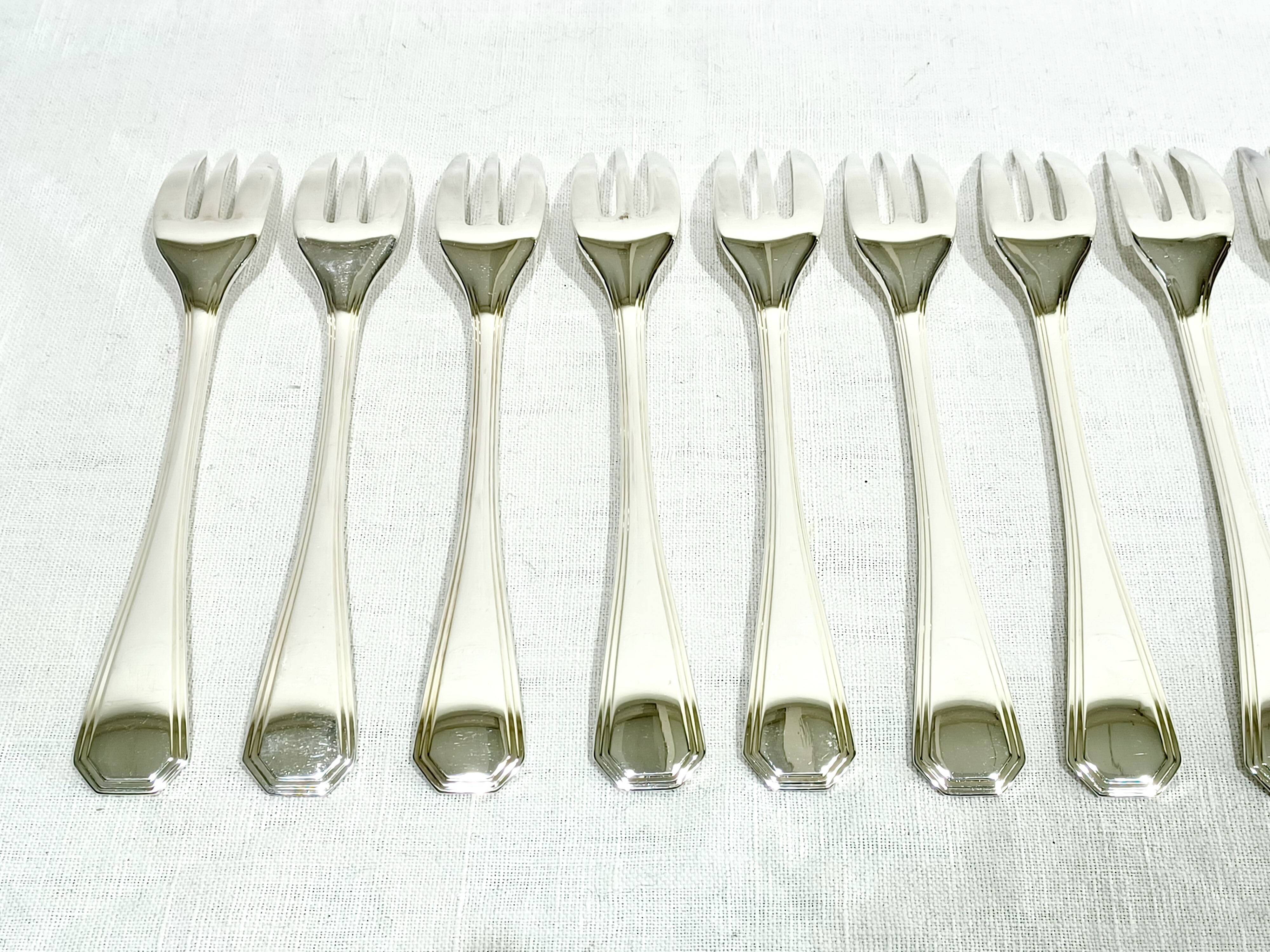 Christofle – 12 Silver Plated Cake Forks, America Model