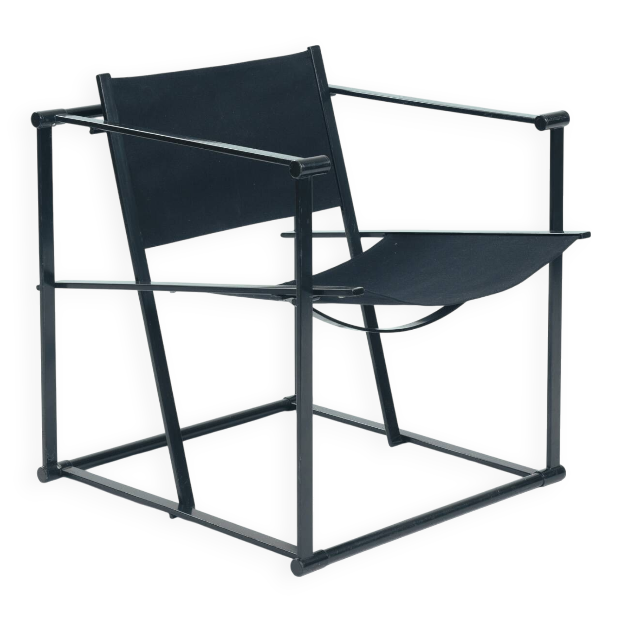 Radboud van Beekum black postmodern cube chair fm62, The Netherlands, 1981