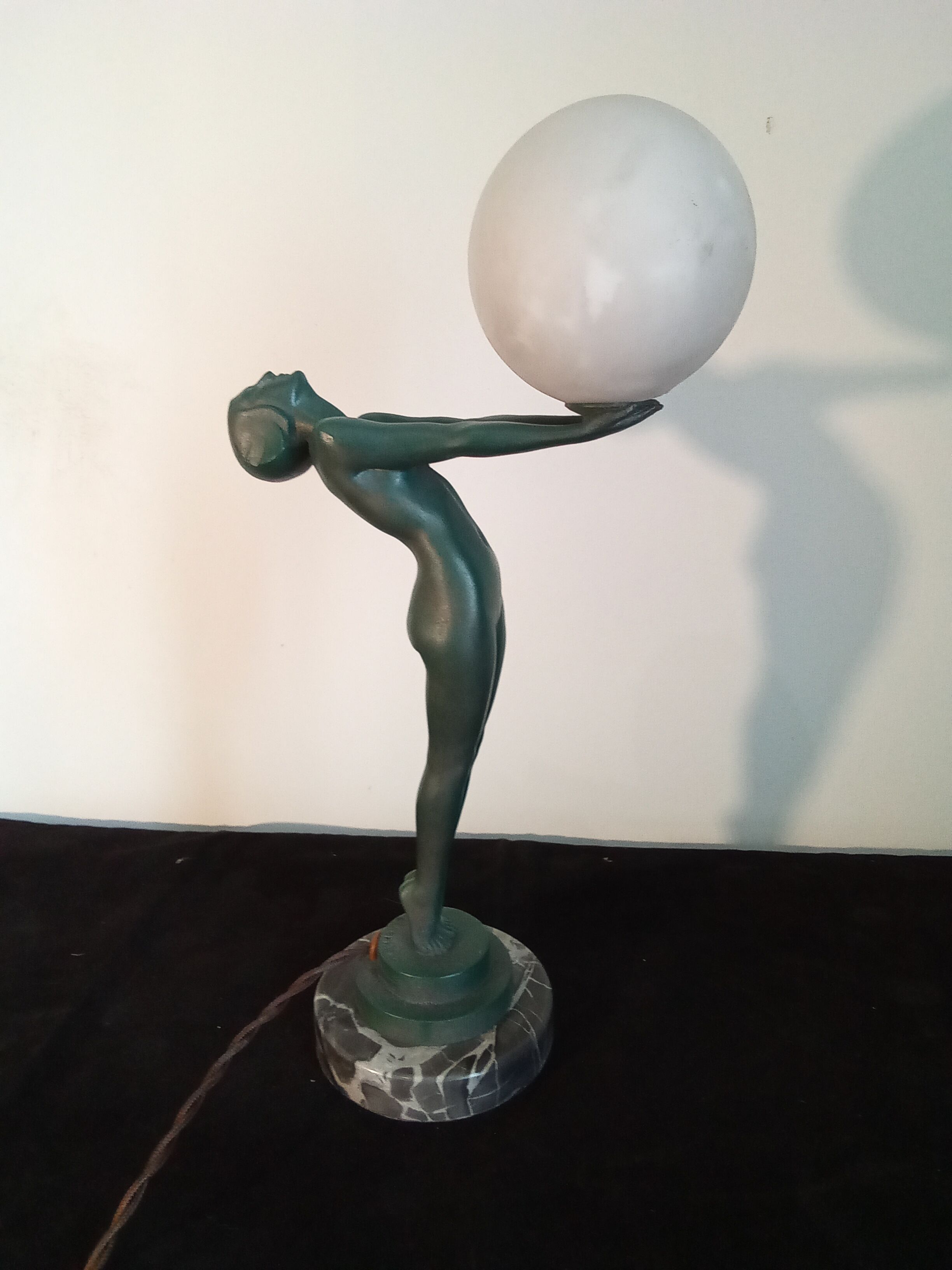 Art Deco lamp Max Le Verrier "Luminous glow " signed