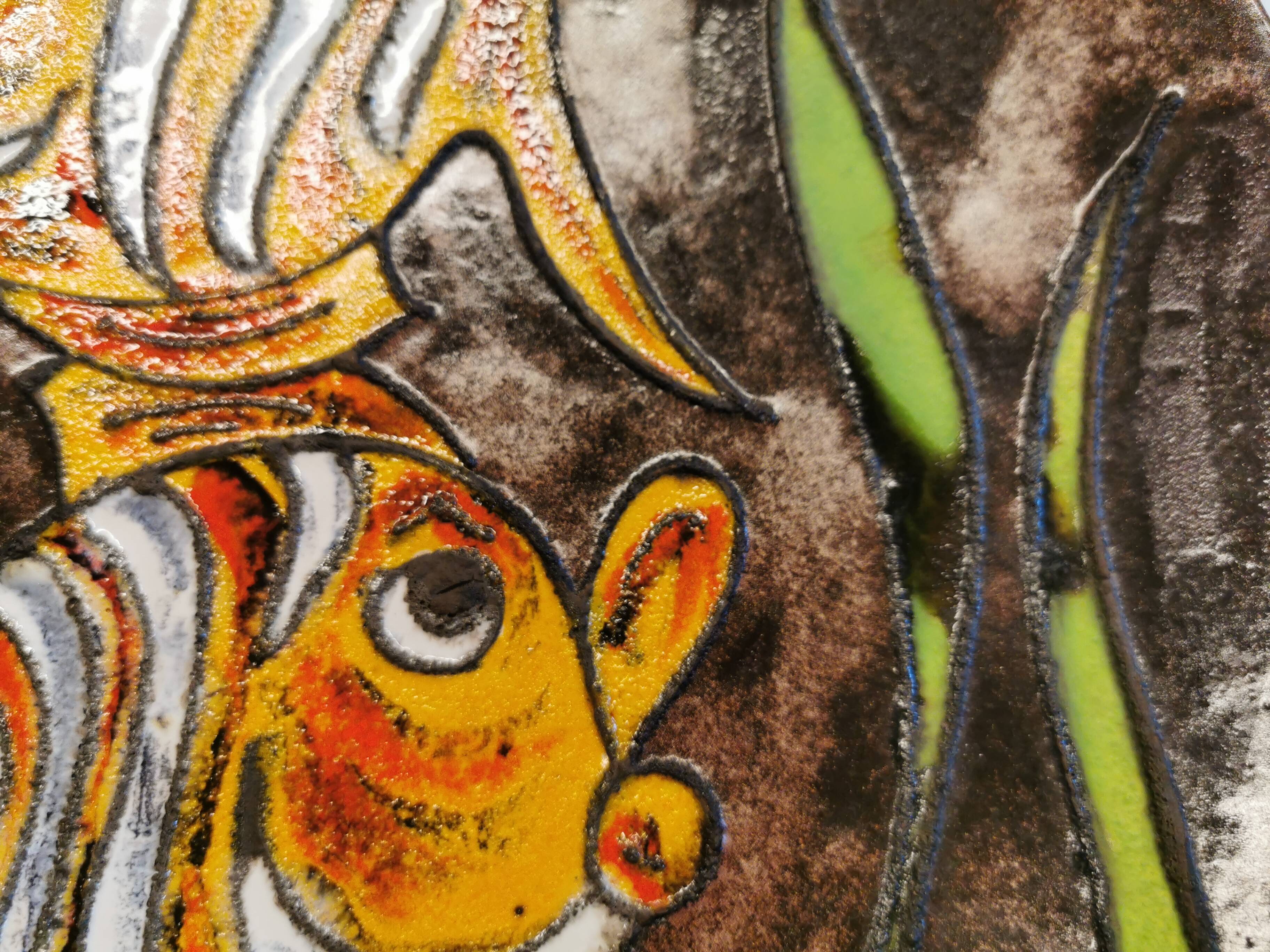 Ceramic dish/wall decoration, danish from the 60s, stamped on the back. with motif of two fish