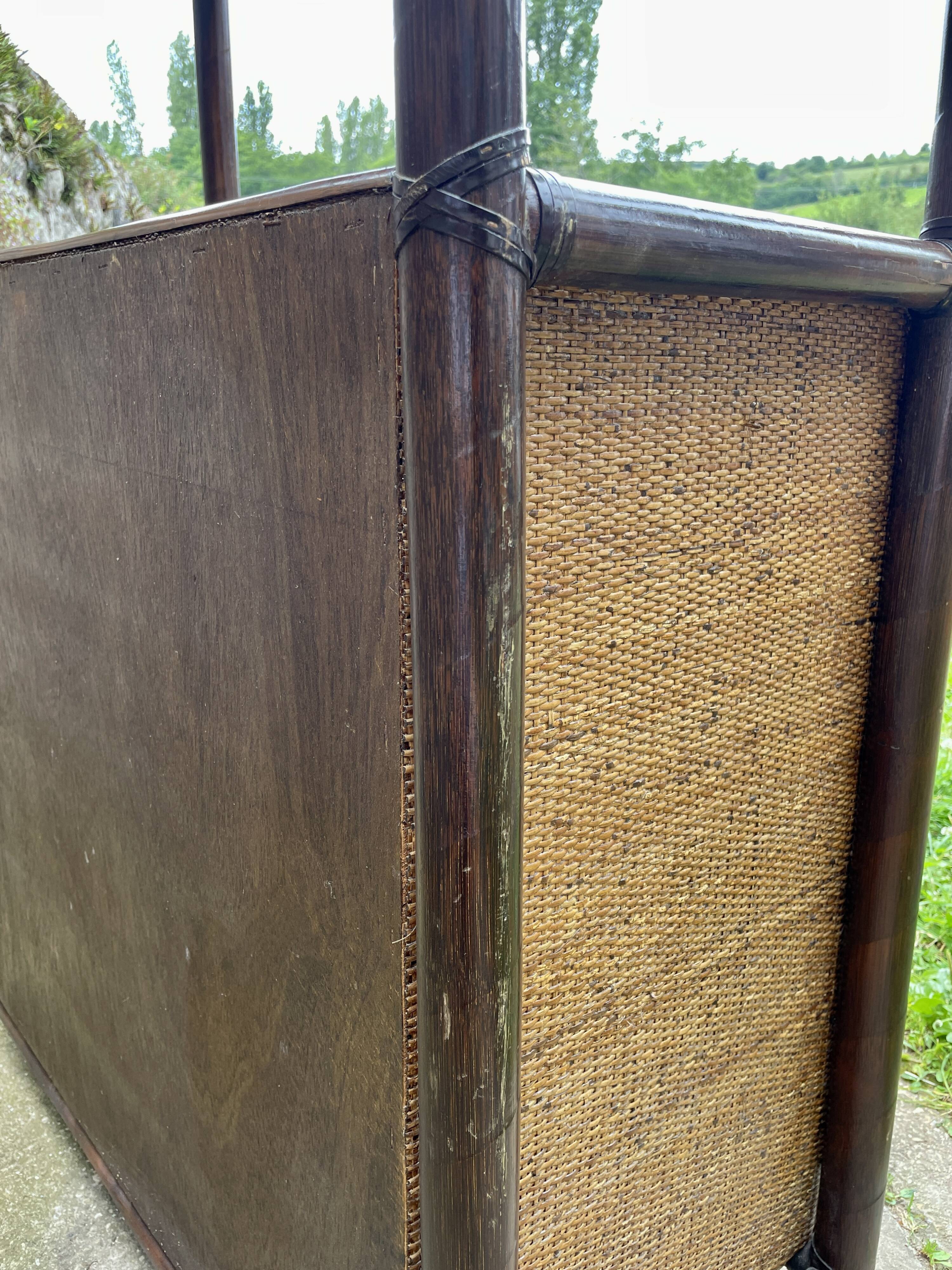 Bamboo and woven fibre shelving unit 1970