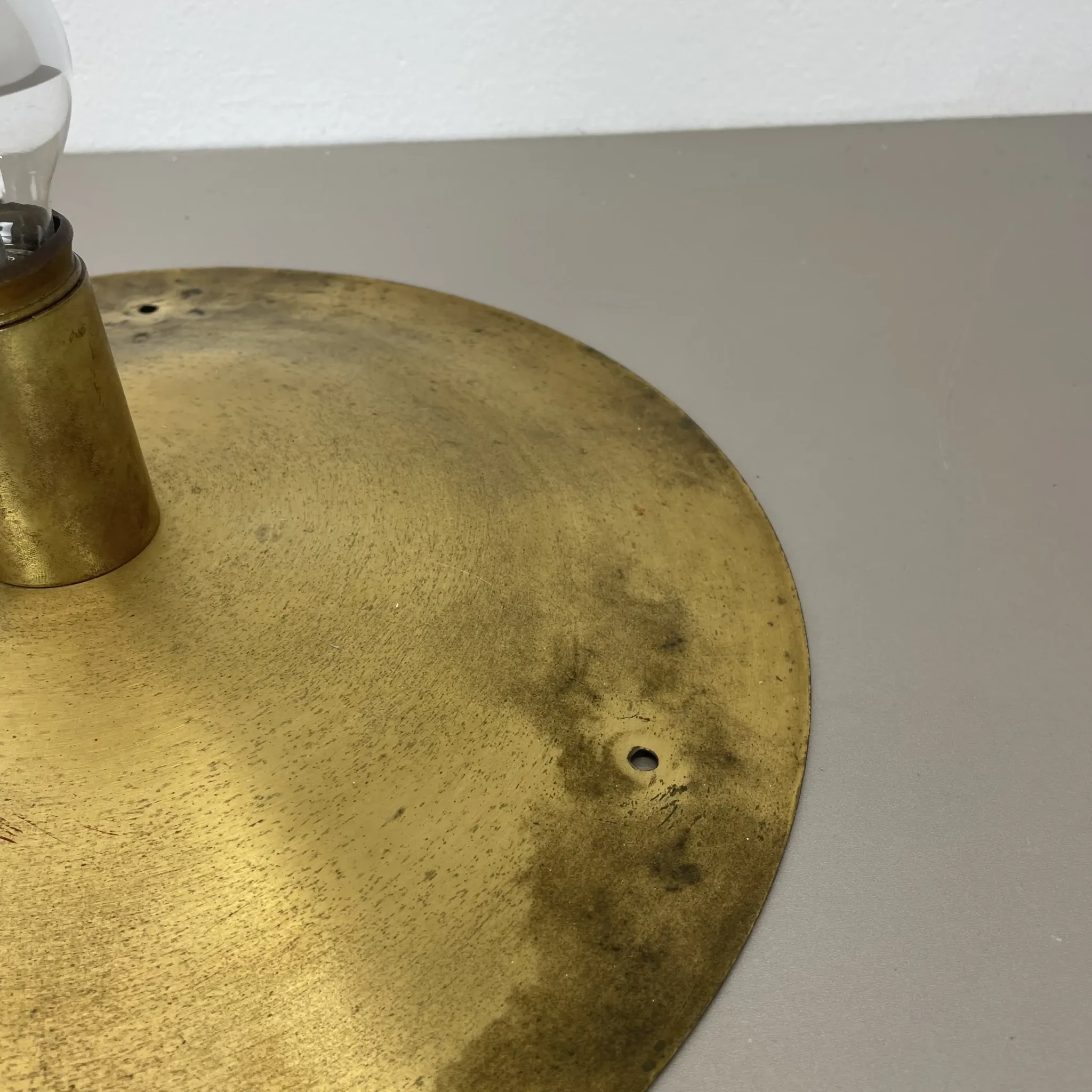 Wall-Ceiling Lamp made of Unique Brass in the Style of Gino Sarfatti, Flush Mount Lighting Italy 1950s