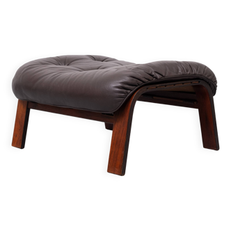 Pouf en cuir RyBo Rykken. Norvège des années 1970