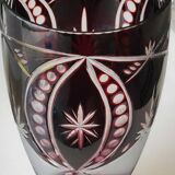 Bohemian/Czech Boho crystal vase, Burgundy red, vintage