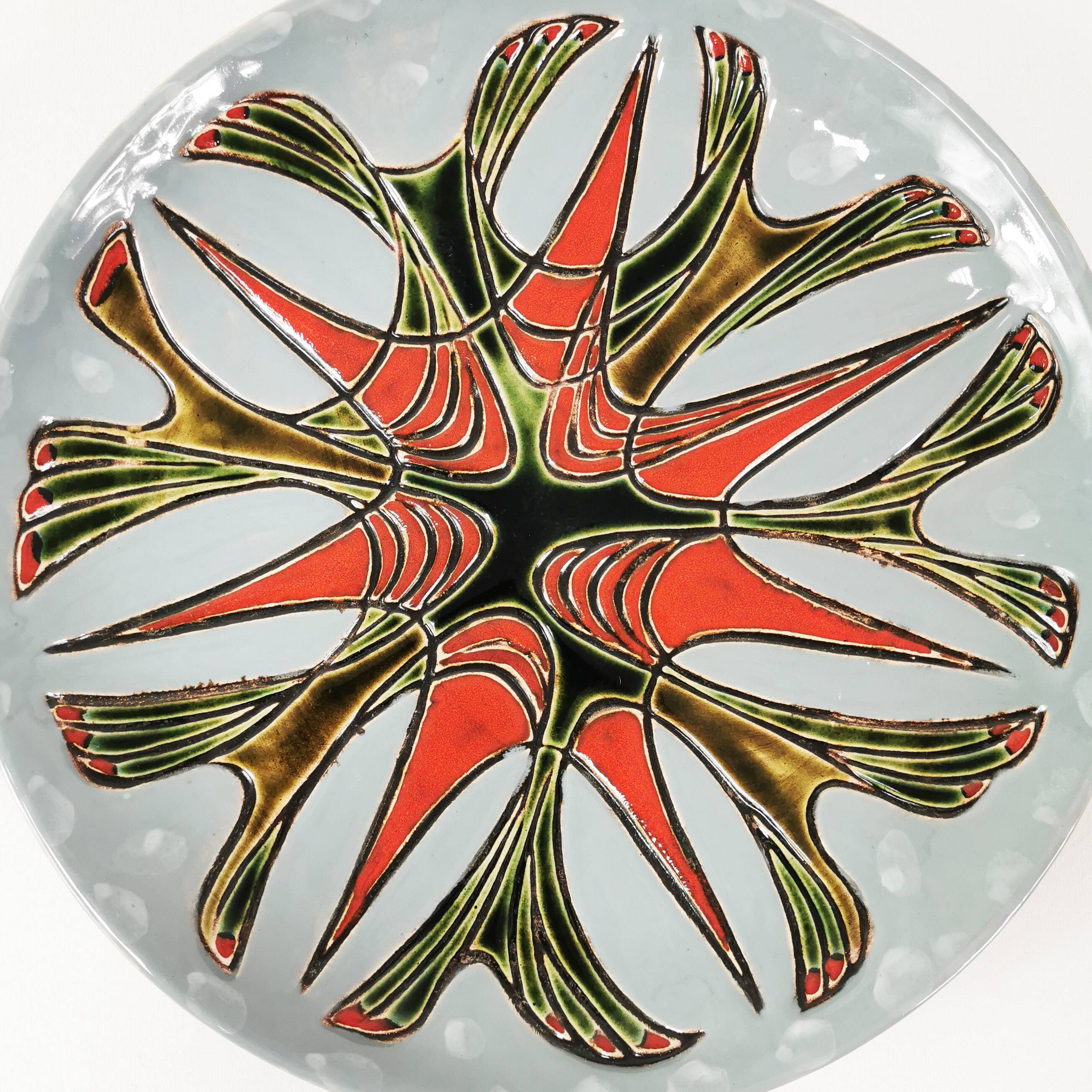 Decorative ceramic wall plate, Kravsko, Czechoslovakia, 1960s
