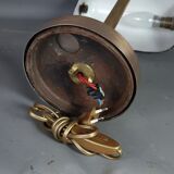 Old desk lamp called banker enamelled iron, brass and cast iron SB