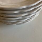 Set of 7 Mougins plates in white enamelled clay with gadroons