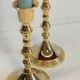 Pair of vintage golden metal candle holders