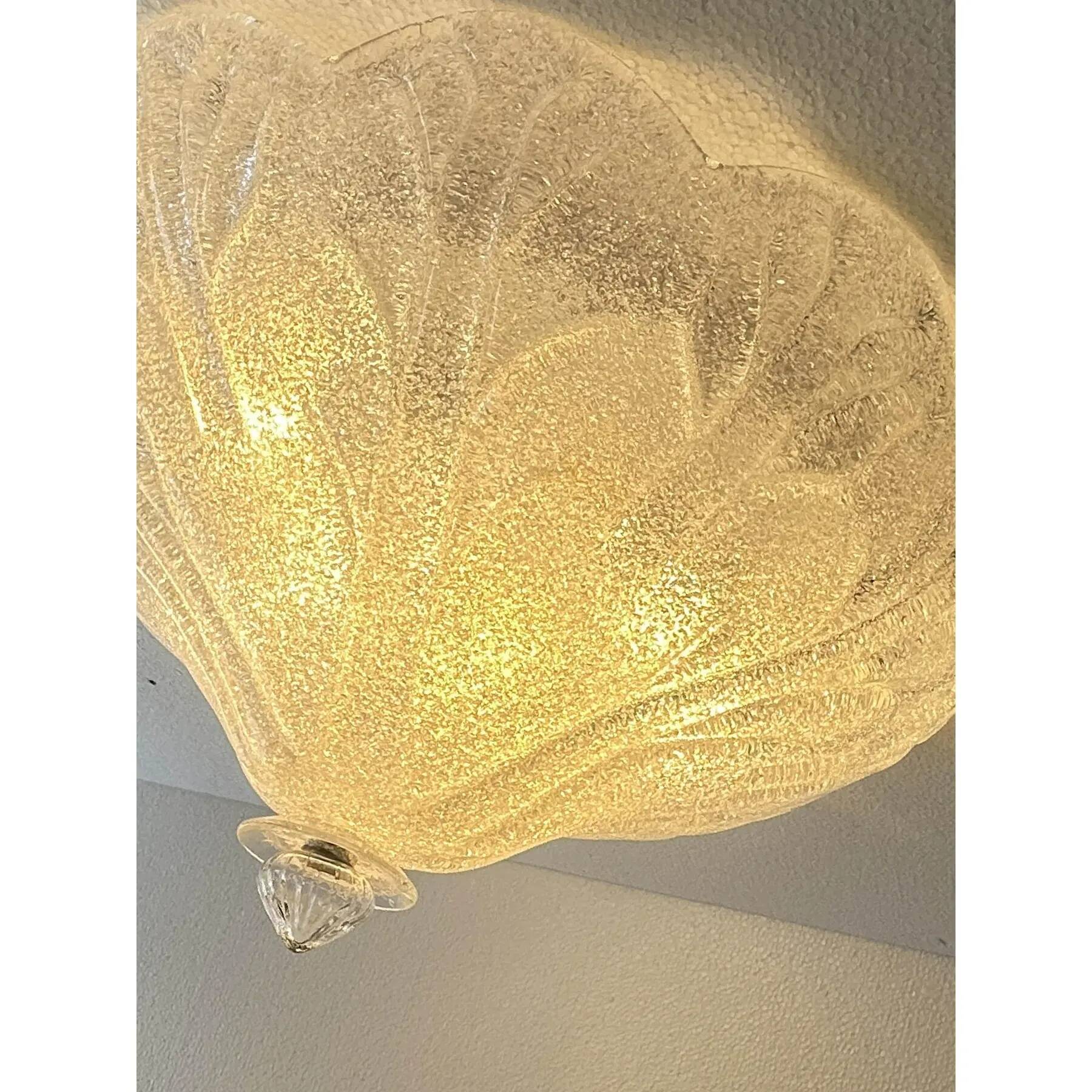 Venetian Vintage Trasparent Graniglia Murano Glass Flush Mount