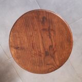 Tabouret ancien en chêne massif art populaire