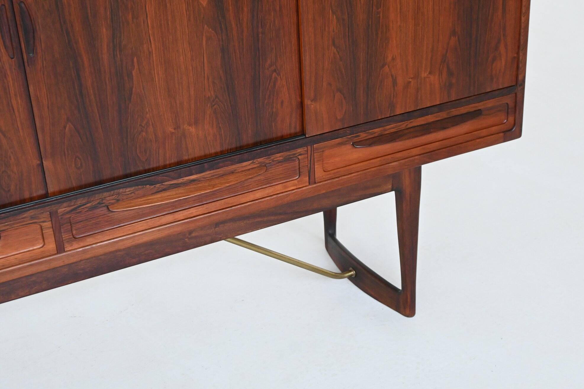 Sofus Jorgensen cross-leg highboard in rosewood Nyrup Denmark 1960