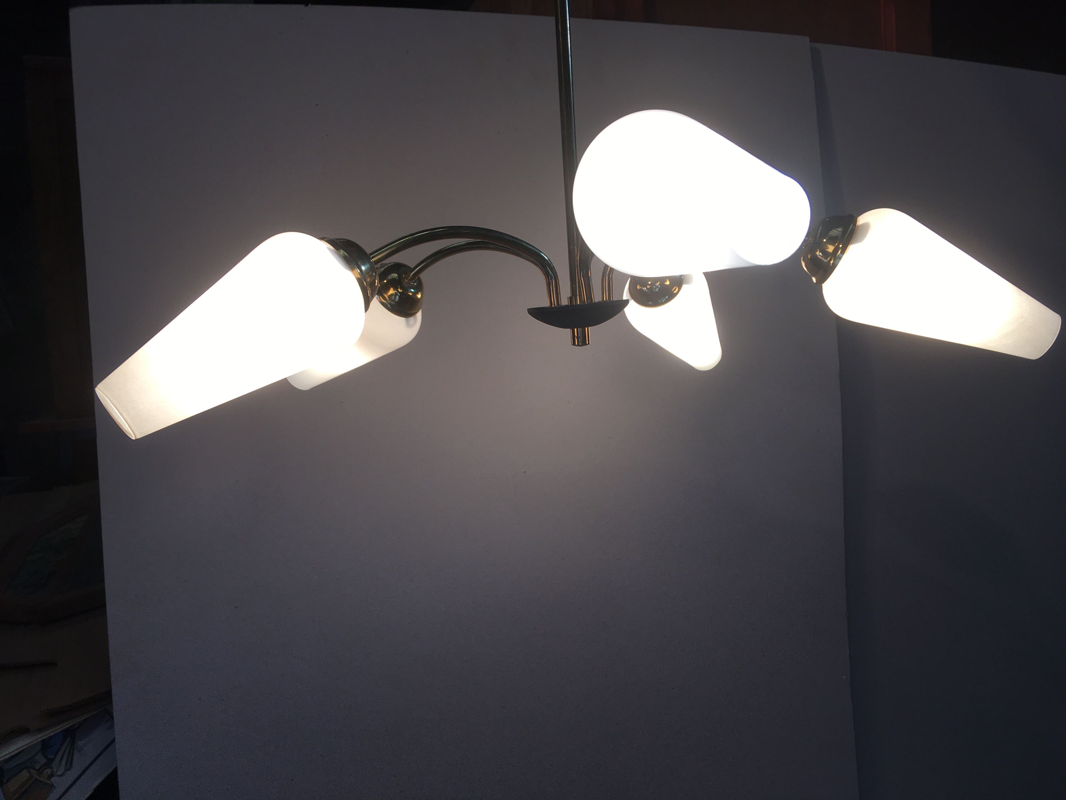 Lustre Arlus vintage laiton 5 branches