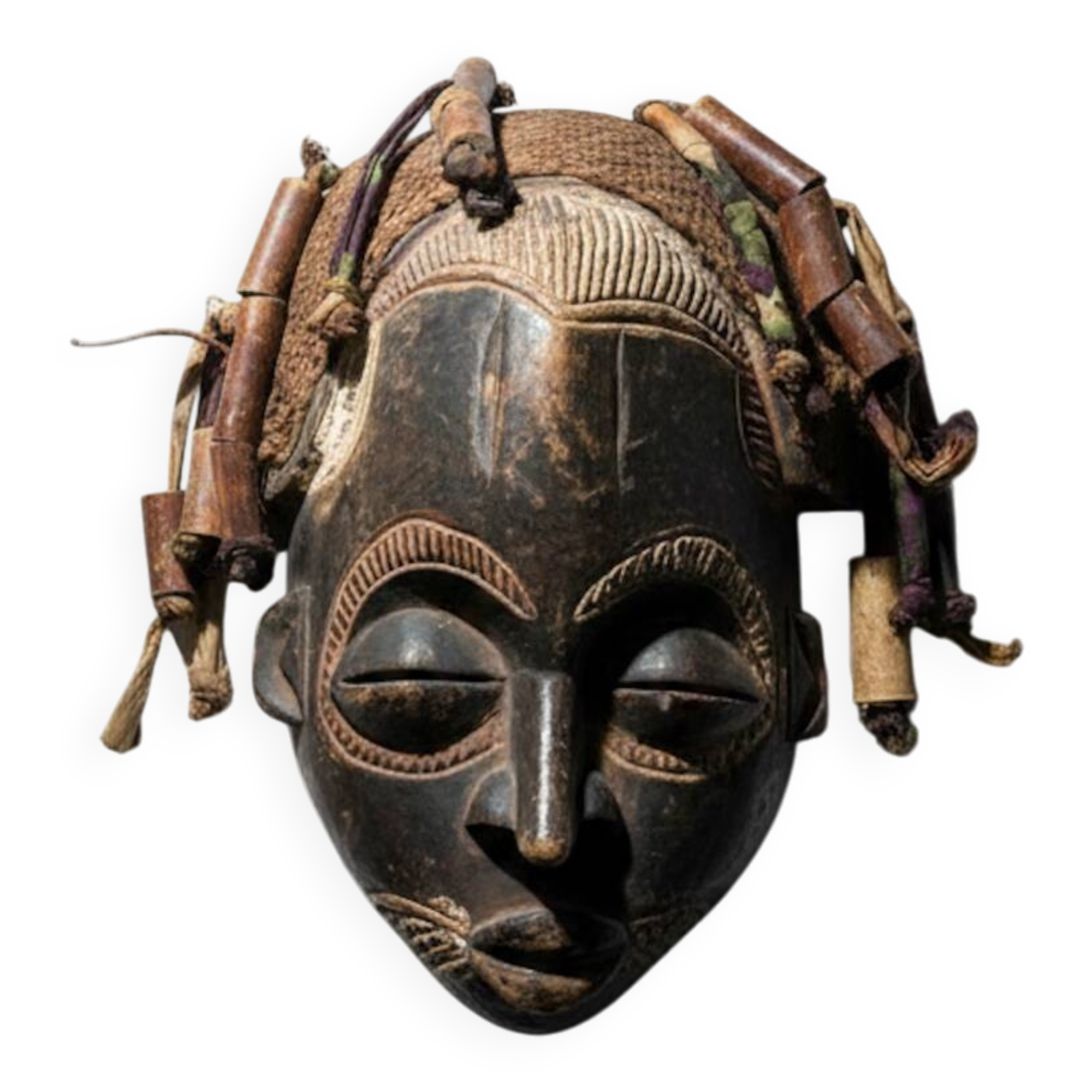 Chokwe African Mask "Mwana Pwo" - Vintage 1970 - 35cm