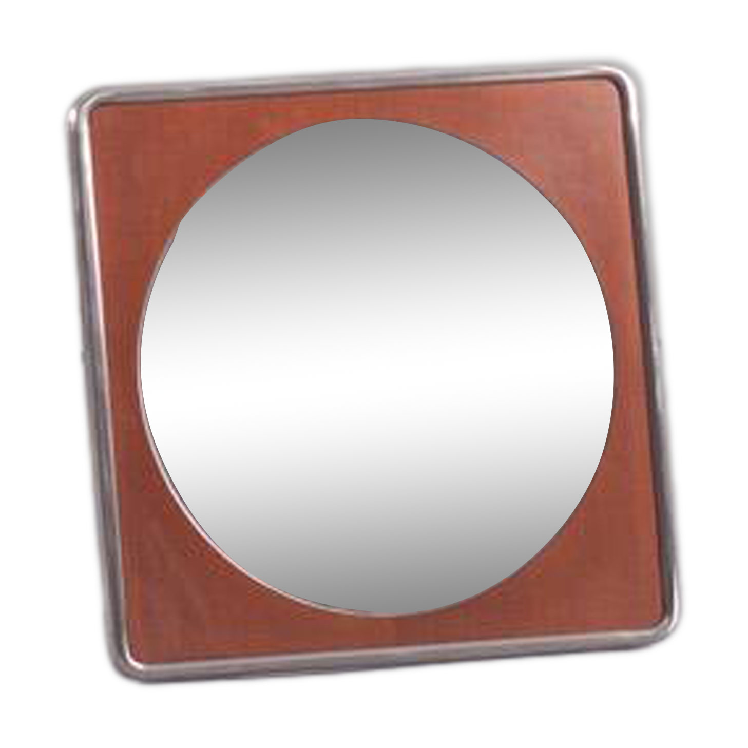 Vintage square metal and wood wall mirror, Germany 1970s