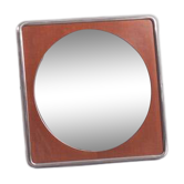 Vintage square metal and wood wall mirror, Germany 1970s