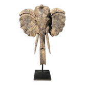 Large handcrafted Suar wood elephant sculpture