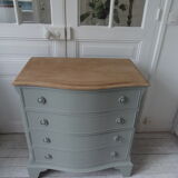 Vintage chest of drawers green of gray, 4 drawers, wooden top