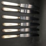 6 table knives in silver metal model coquille