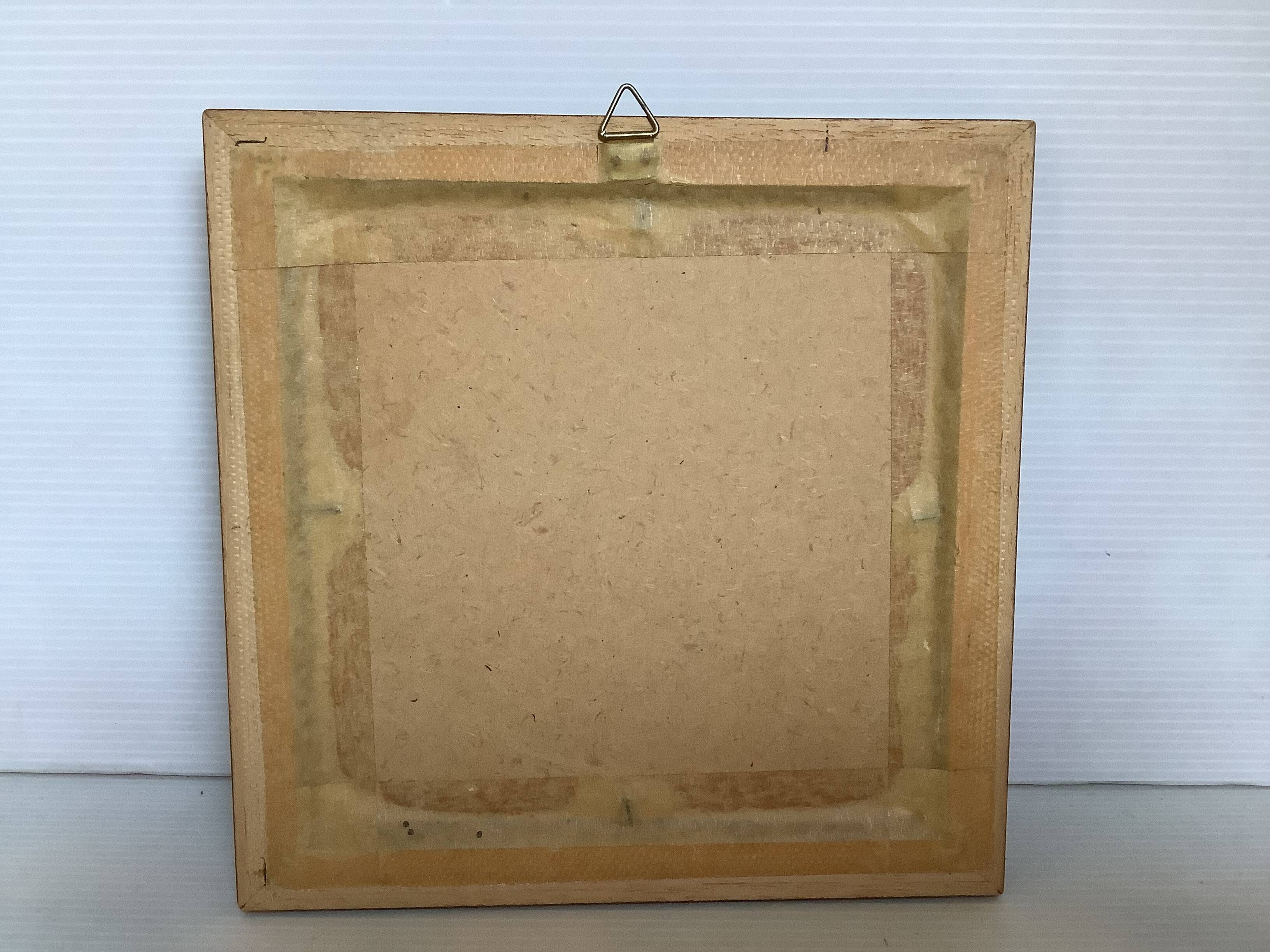 Small clown painting, oil on panel, signed