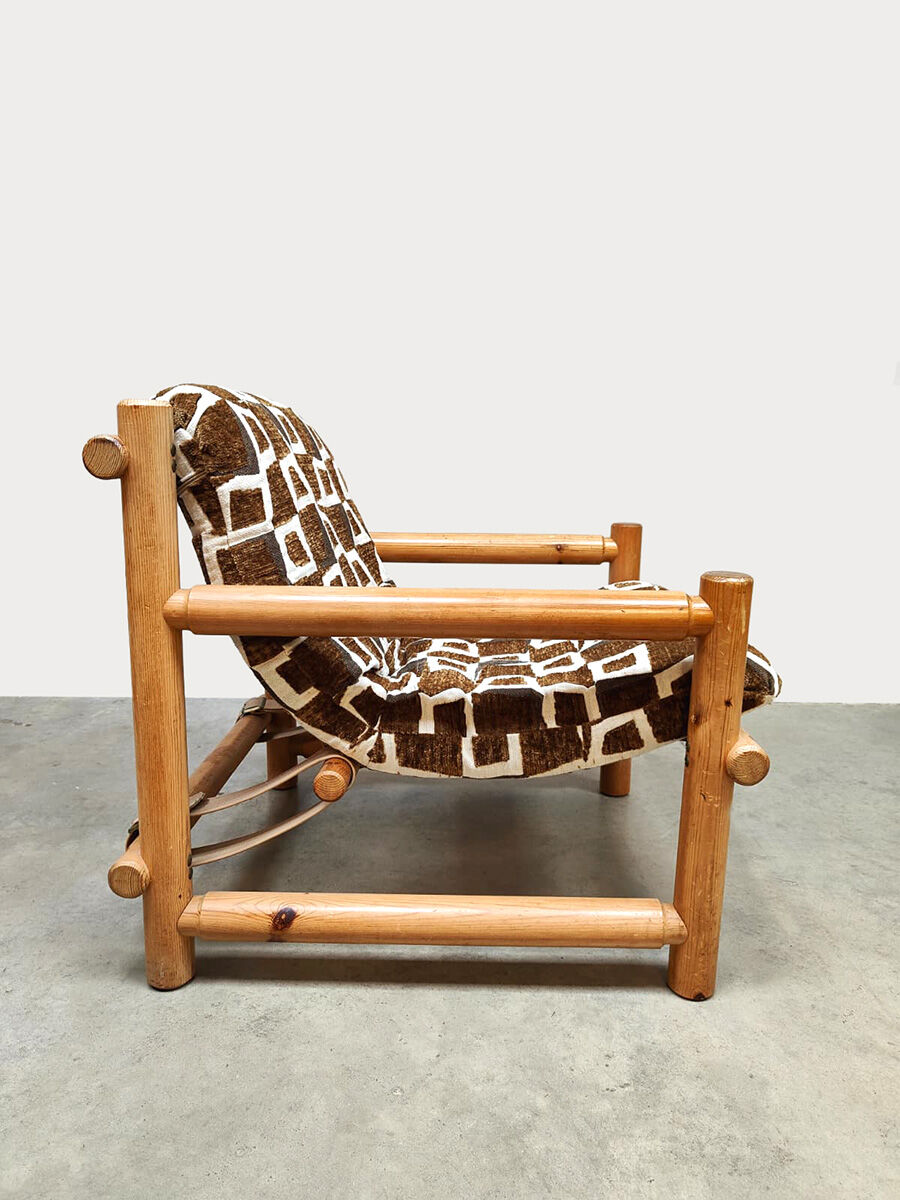 Scandinavian vintage pine lounge chair Hameen Kalustaja