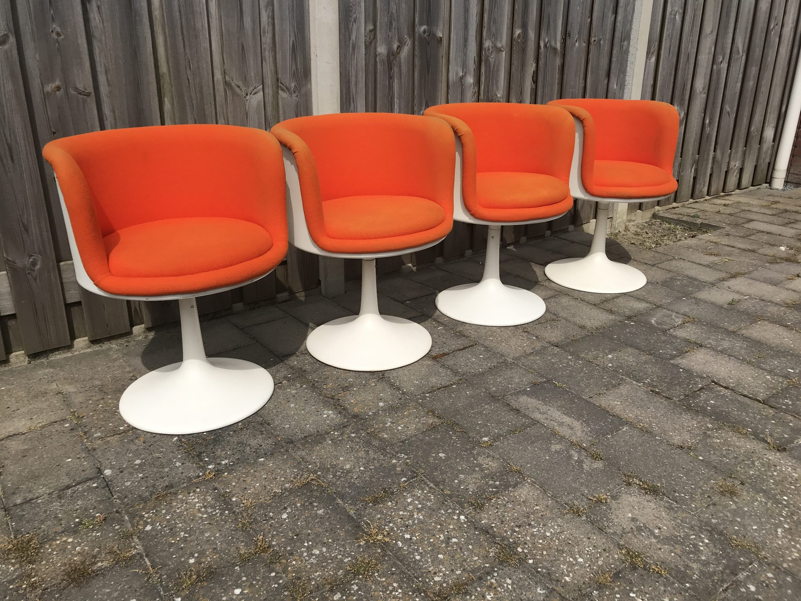 Fiberglass swivel dining chair by TopForm 1970s Netherlands, set of 4