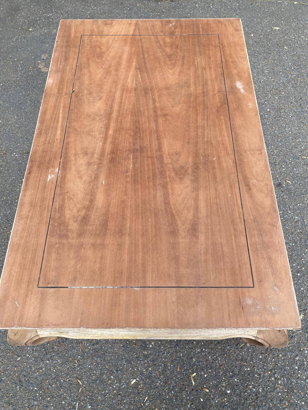 Decapitated opium coffee table in raw wood from the 90s.