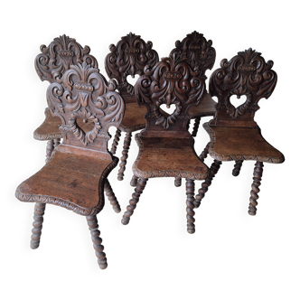 Lot de 6 chaises baroques 19eme " fleur de lys "