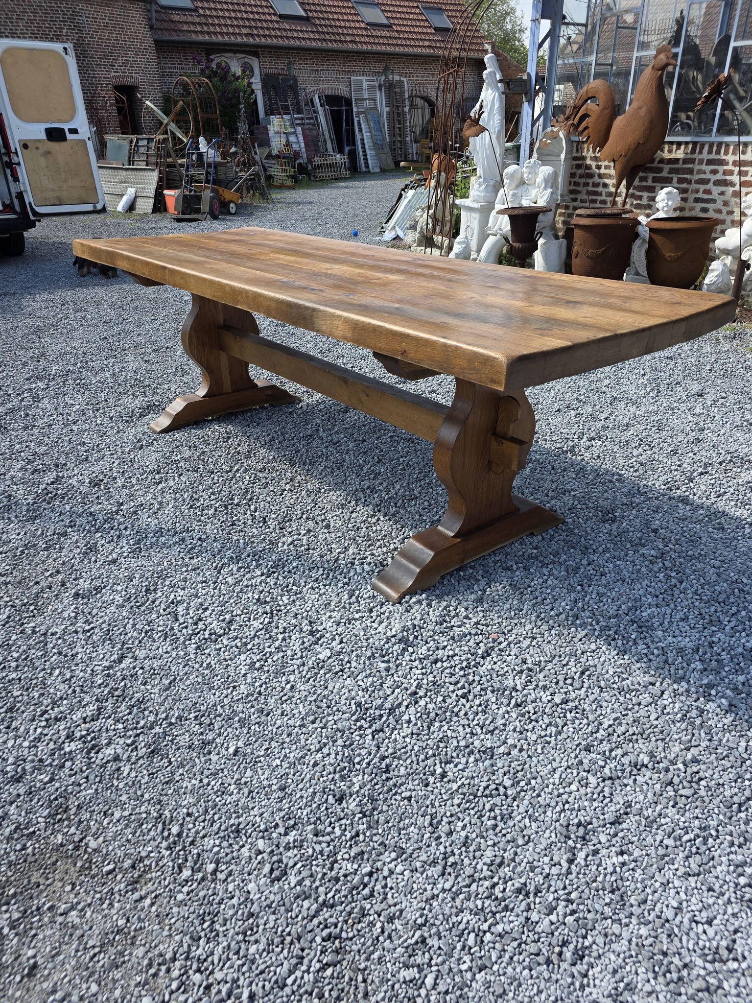 Table monastère en chêne massif,  243cm de L