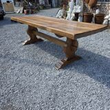 Solid oak monastery table, 243cm L