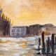 Signed painting oil on canvas landscape Venice "Santa Maria" sunset