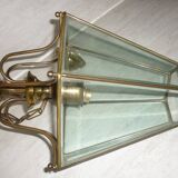 Brass lantern with 6 beveled glasses