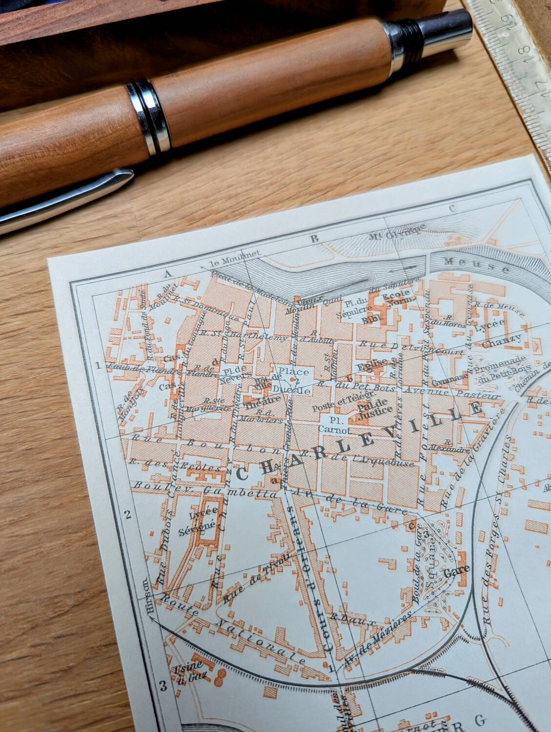Printed in 1908, map of Charleville-Mézières