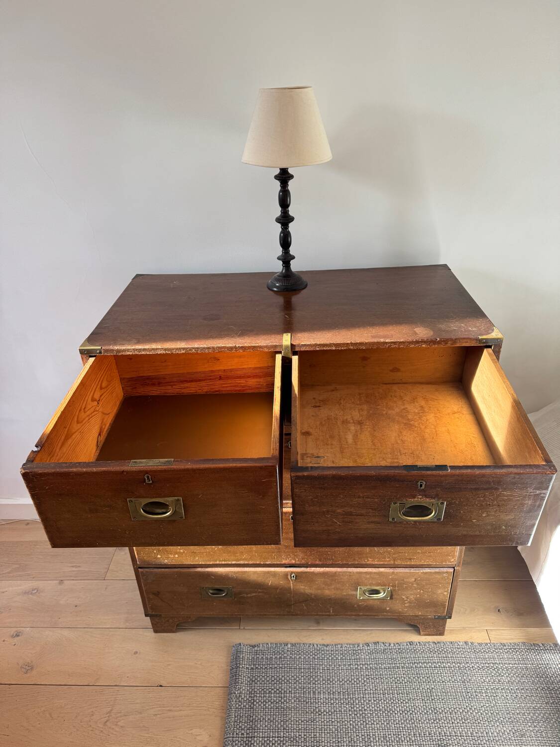 English boat commode in mahogany
