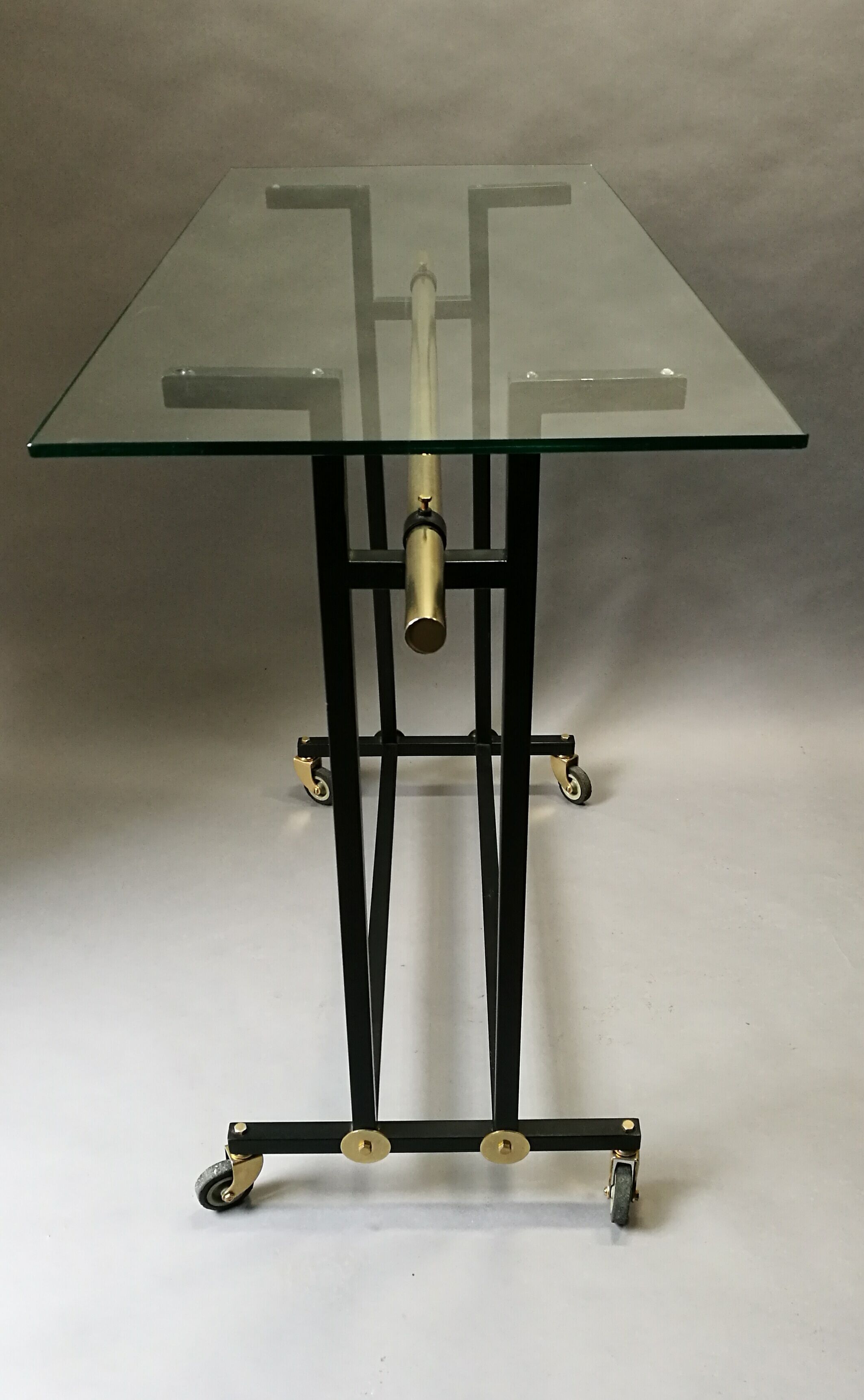 Serving table 70s black and brass