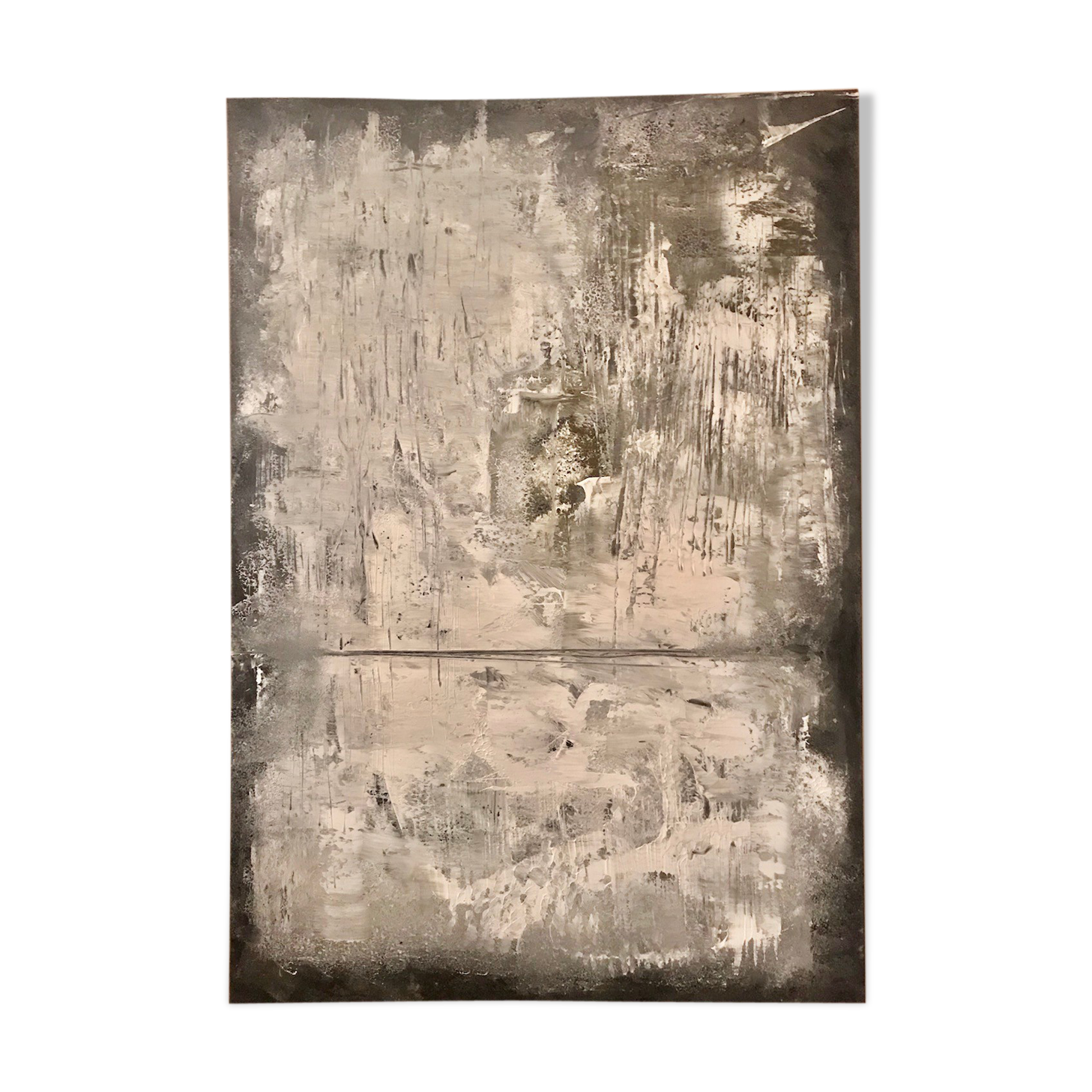 Abstract painting tones white and gray