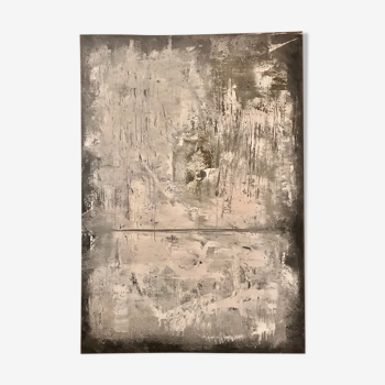 Abstract painting tones white and gray
