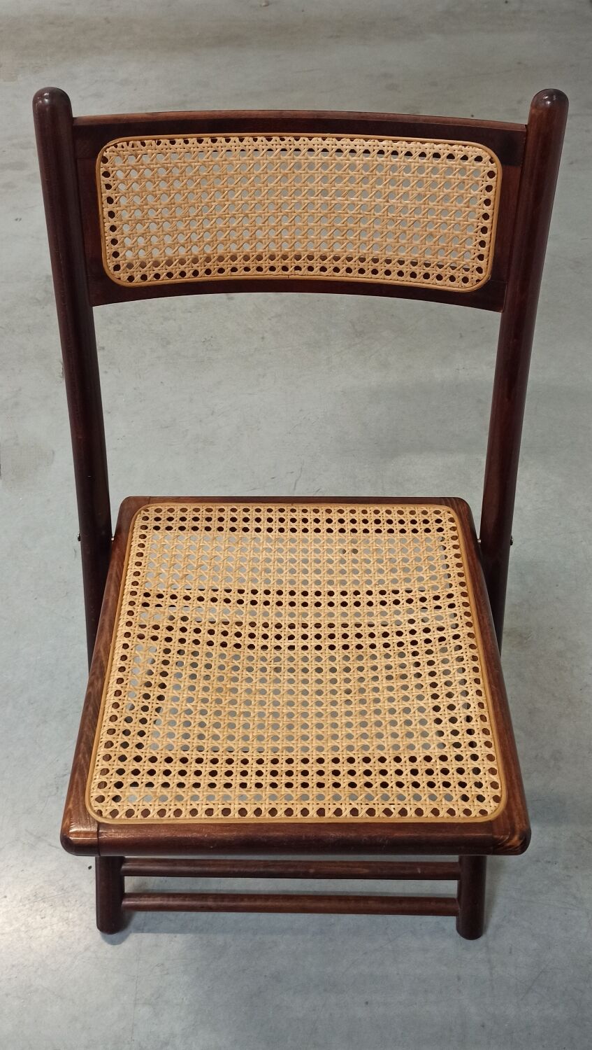 Folding chairs in wood and cane, 80's