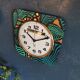 Horloge vintage pendule murale silencieuse carrée "Jaz vert noir"