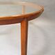 Round bass table in oak and glass, 50s