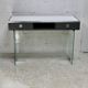 Modernist console, 60s, glass base, wooden and melamine top, white