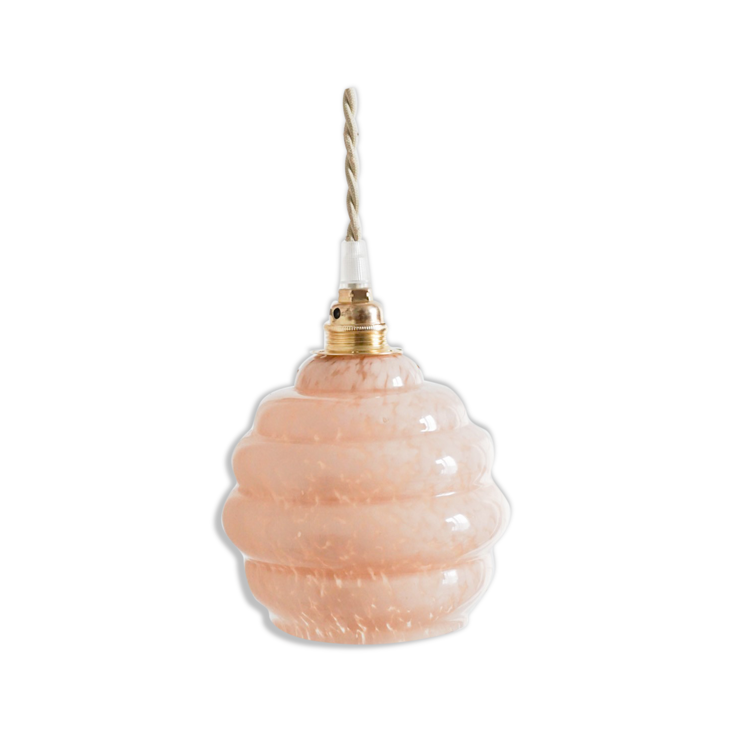 Suspension baladeuse verre de Clichy pink vintage