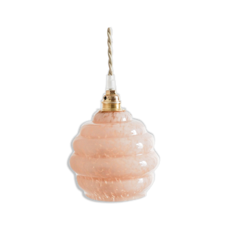 Suspension baladeuse verre de Clichy pink vintage