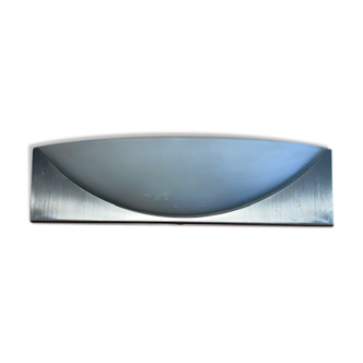 Rectangular wall lamp, brushed metal and glass