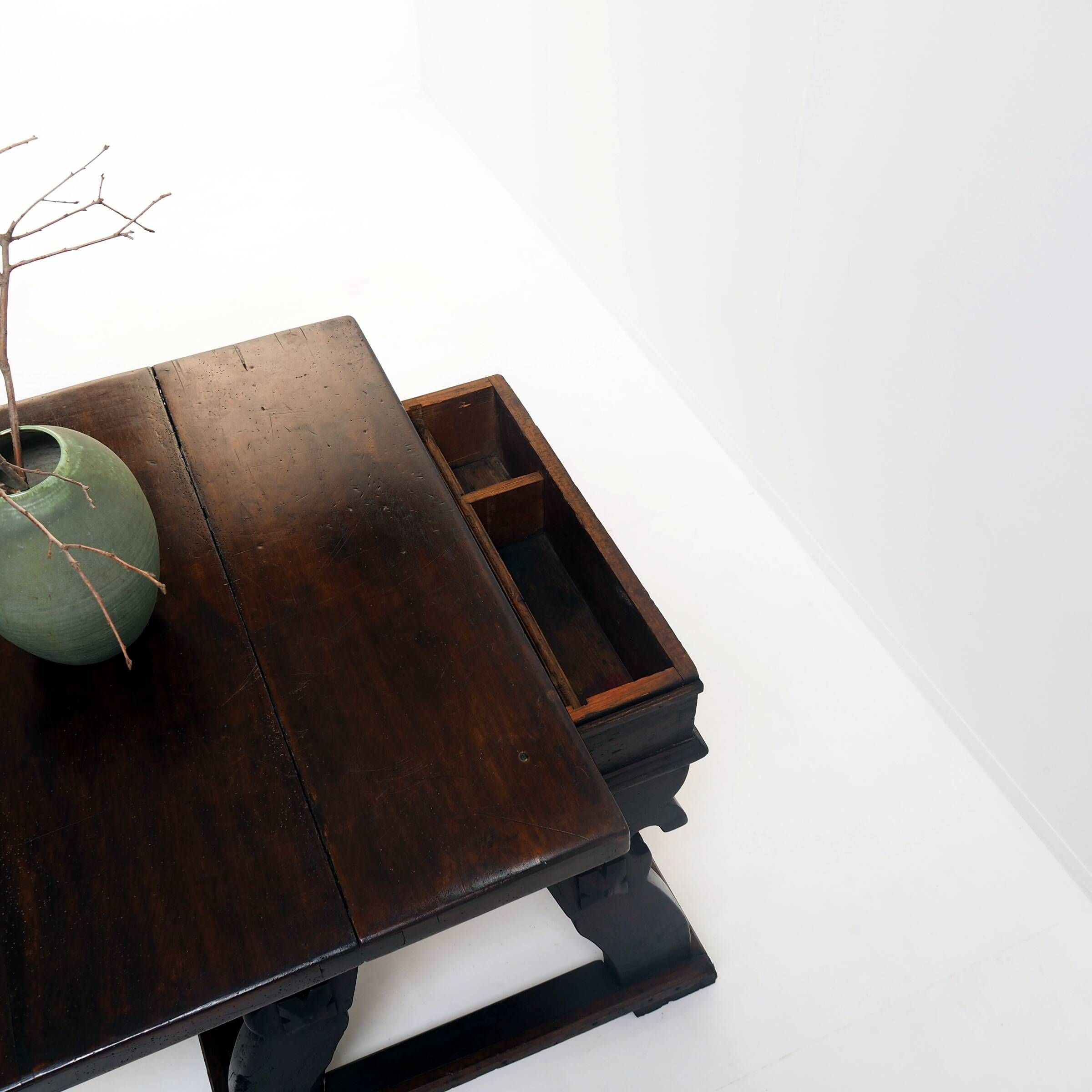 Antique Banker’s Rent Table with Sliding Top, 18th Century