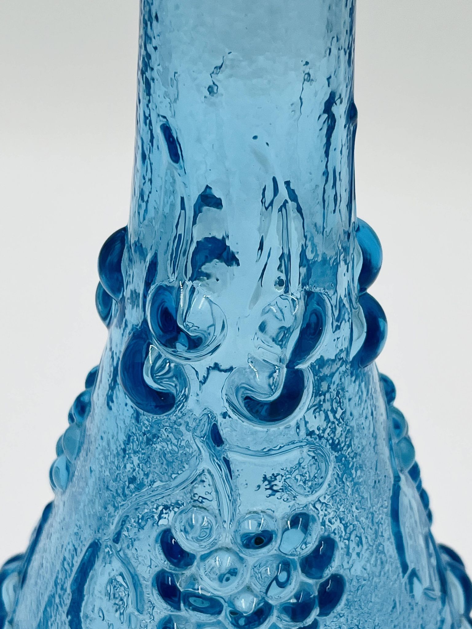 Large vintage blue glass bottle from Empoli