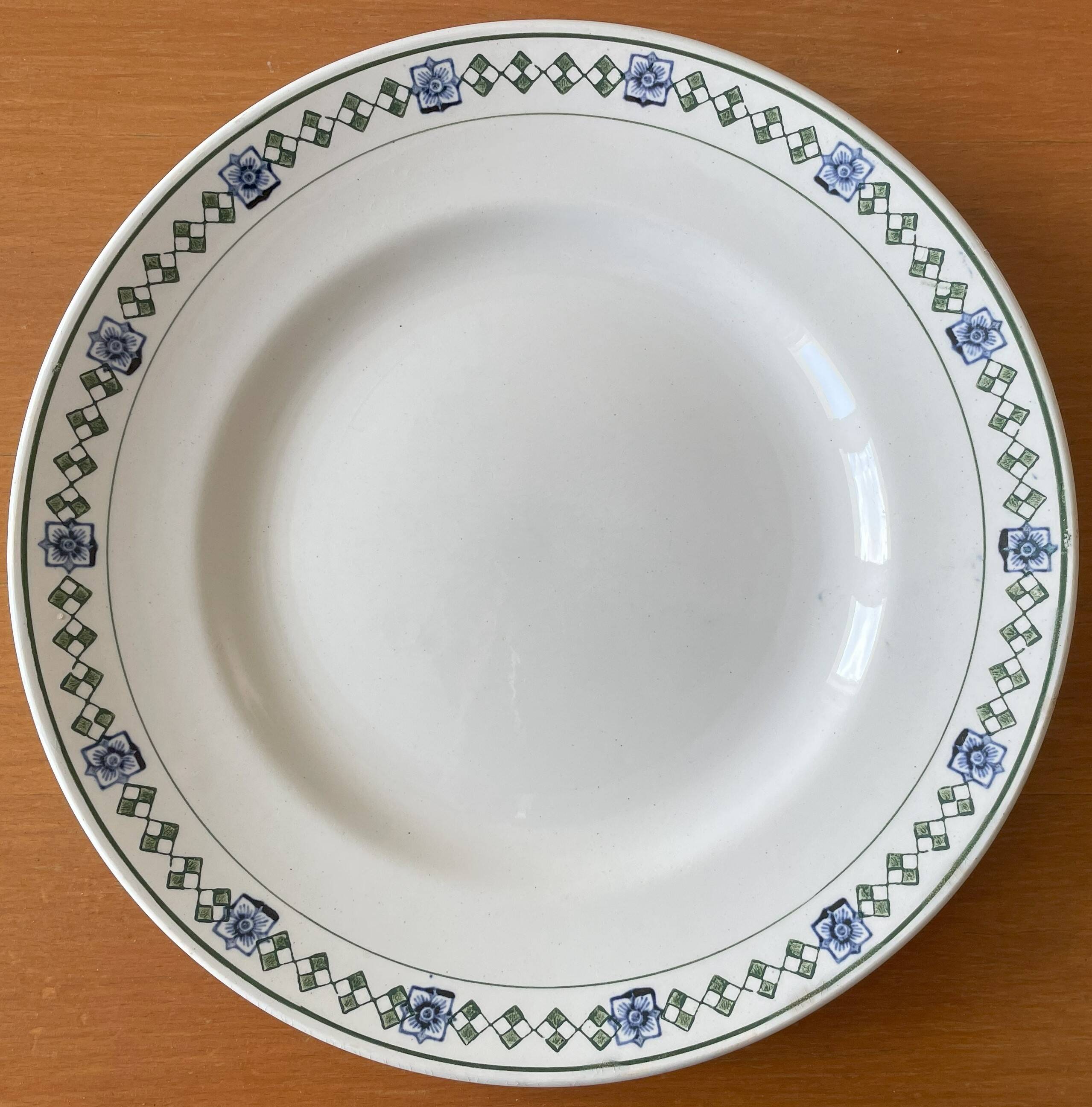 Antique flat earthenware plates from Saint-Amand (North)